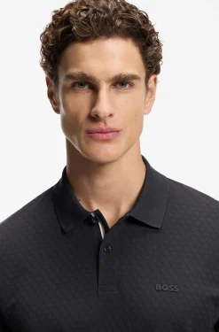 Cotton-piqué polo shirt with printed pattern
