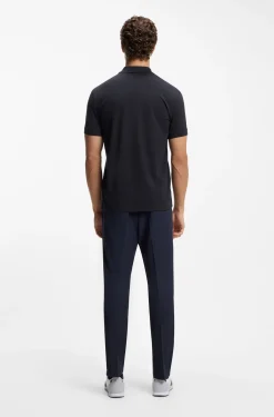 Cotton-piqué polo shirt with printed pattern