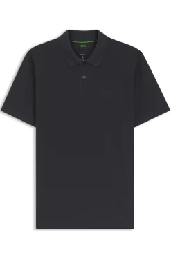 Cotton-piqué polo shirt with printed pattern