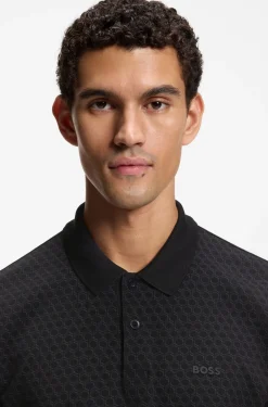 Cotton-piqué polo shirt with printed pattern