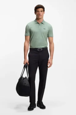 Cotton-piqué polo shirt with printed pattern