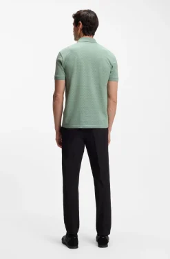 Cotton-piqué polo shirt with printed pattern