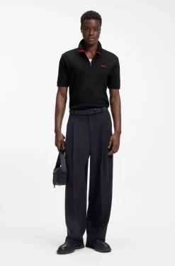 Cotton piqué polo shirt with zip neckline
