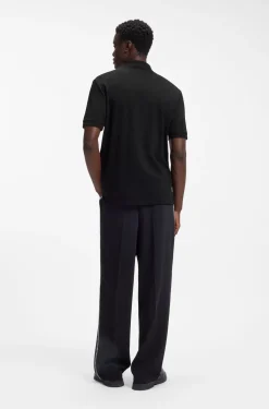 Cotton piqué polo shirt with zip neckline
