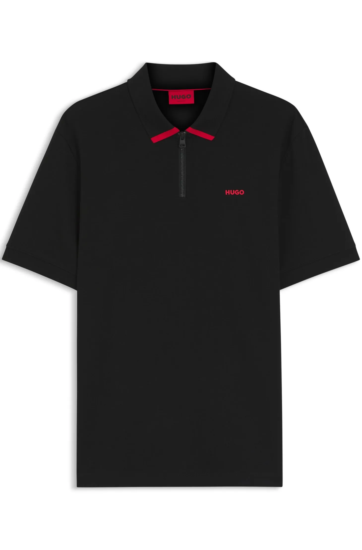 Cotton piqué polo shirt with zip neckline