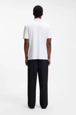 Cotton piqué polo shirt with zip neckline