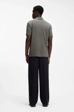 Cotton piqué polo shirt with zip neckline