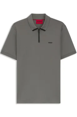 Cotton piqué polo shirt with zip neckline