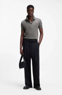 Cotton piqué polo shirt with zip neckline
