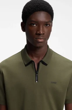 Cotton piqué polo shirt with zip neckline