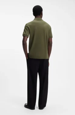 Cotton piqué polo shirt with zip neckline