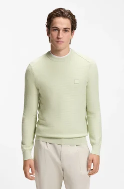 Cotton-piqué sweater with logo patch