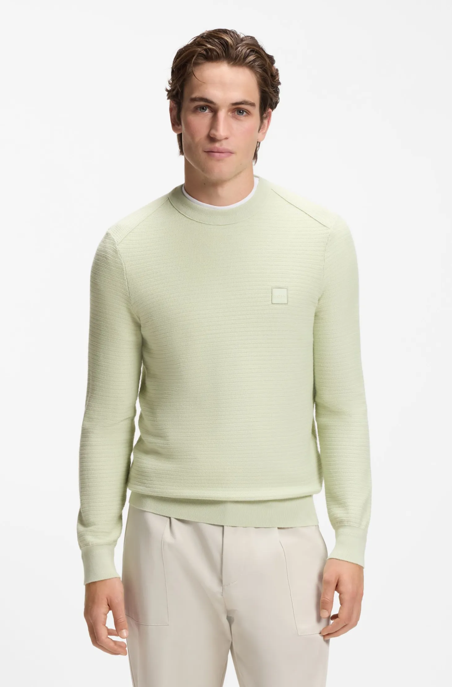 Cotton-piqué sweater with logo patch