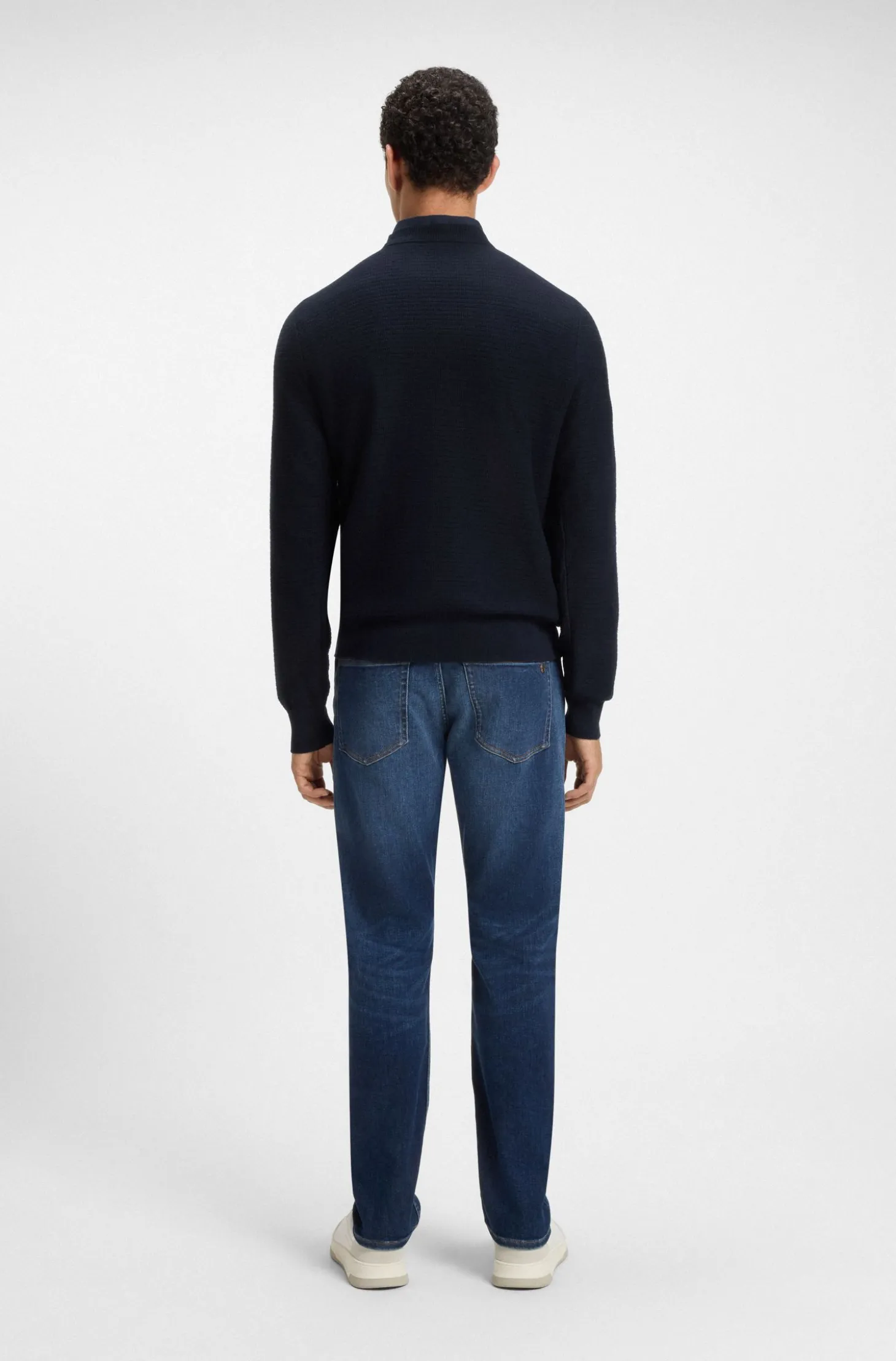 Cotton-piqué sweater with logo patch