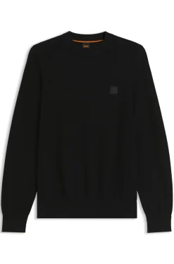 Cotton-piqué sweater with logo patch