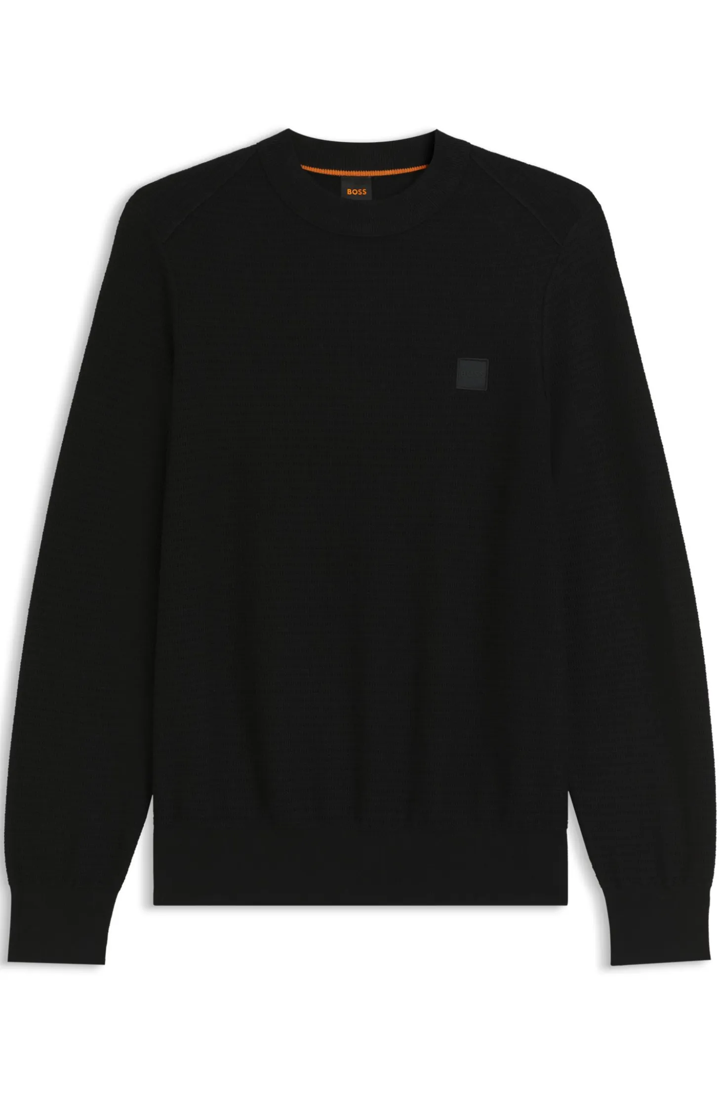Cotton-piqué sweater with logo patch
