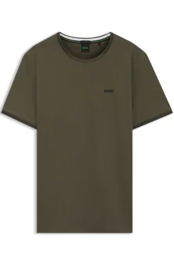 Cotton-piqué T-shirt with striped jacquard trims