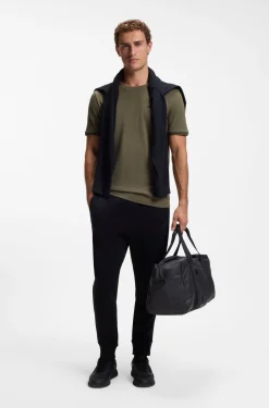 Cotton-piqué T-shirt with striped jacquard trims