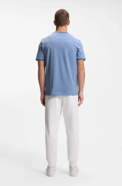 Cotton-piqué T-shirt with striped jacquard trims