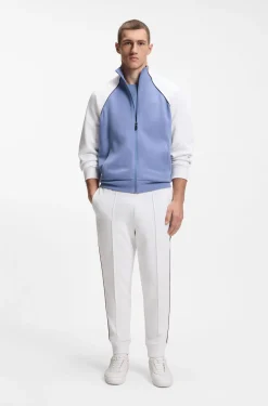 Cotton-piqué T-shirt with striped jacquard trims