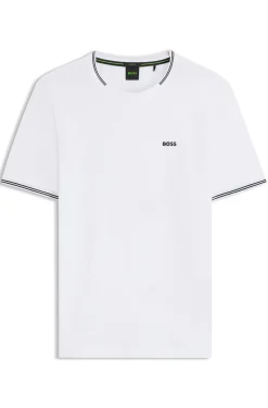 Cotton-piqué T-shirt with striped jacquard trims