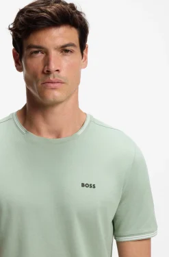 Cotton-piqué T-shirt with striped jacquard trims