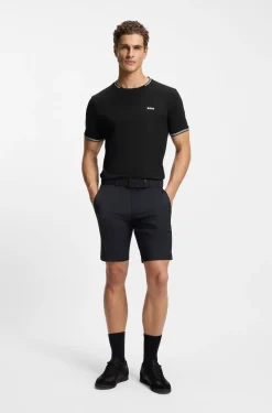 Cotton-piqué T-shirt with striped jacquard trims