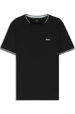 Cotton-piqué T-shirt with striped jacquard trims