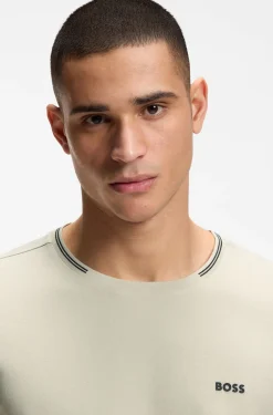 Cotton-piqué T-shirt with striped jacquard trims
