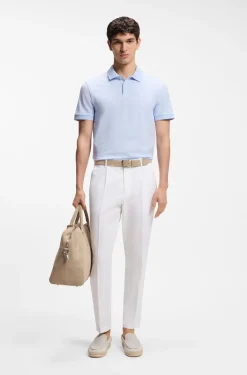 Cotton polo shirt with bubble structure
