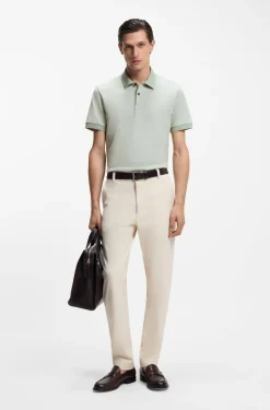 Cotton polo shirt with bubble structure