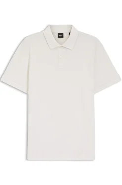 Cotton polo shirt with bubble structure