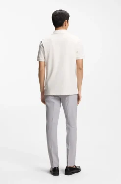 Cotton polo shirt with bubble structure