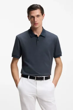 Cotton polo shirt with bubble structure
