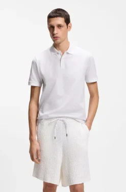 Cotton polo shirt with jacquard pattern