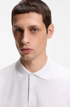 Cotton polo shirt with jacquard pattern