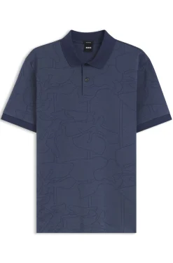 Cotton polo shirt with jacquard pattern