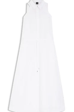 Cotton-poplin dress with drawcord waist