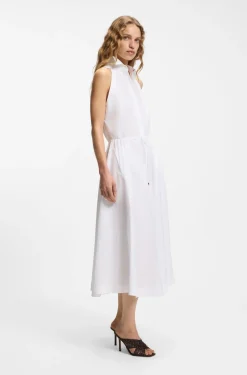 Cotton-poplin dress with drawcord waist