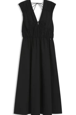 Cotton-poplin dress with gathered details