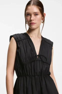 Cotton-poplin dress with gathered details