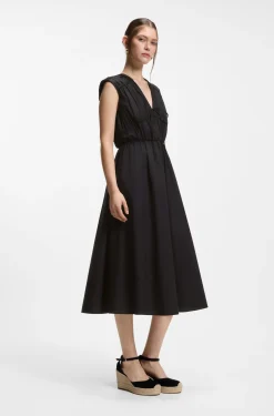 Cotton-poplin dress with gathered details