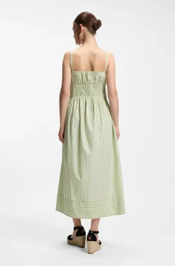 Cotton-poplin dress with vertical stripe