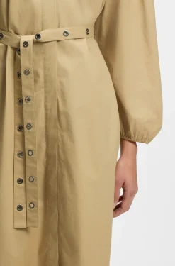 Cotton-poplin shirt dress with eyelet belt