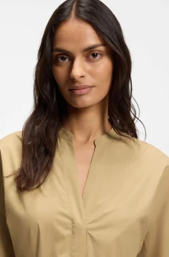 Cotton-poplin shirt dress with eyelet belt
