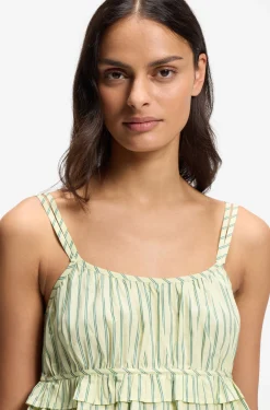Cotton-poplin top with vertical stripe