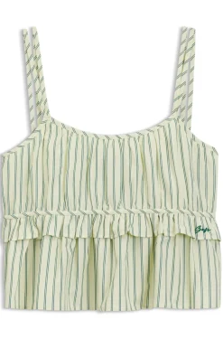 Cotton-poplin top with vertical stripe