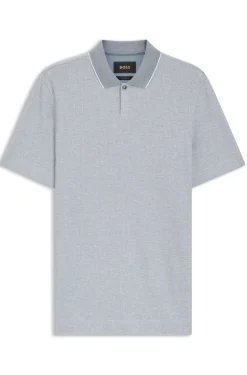 Cotton-silk polo shirt with three-tone structure