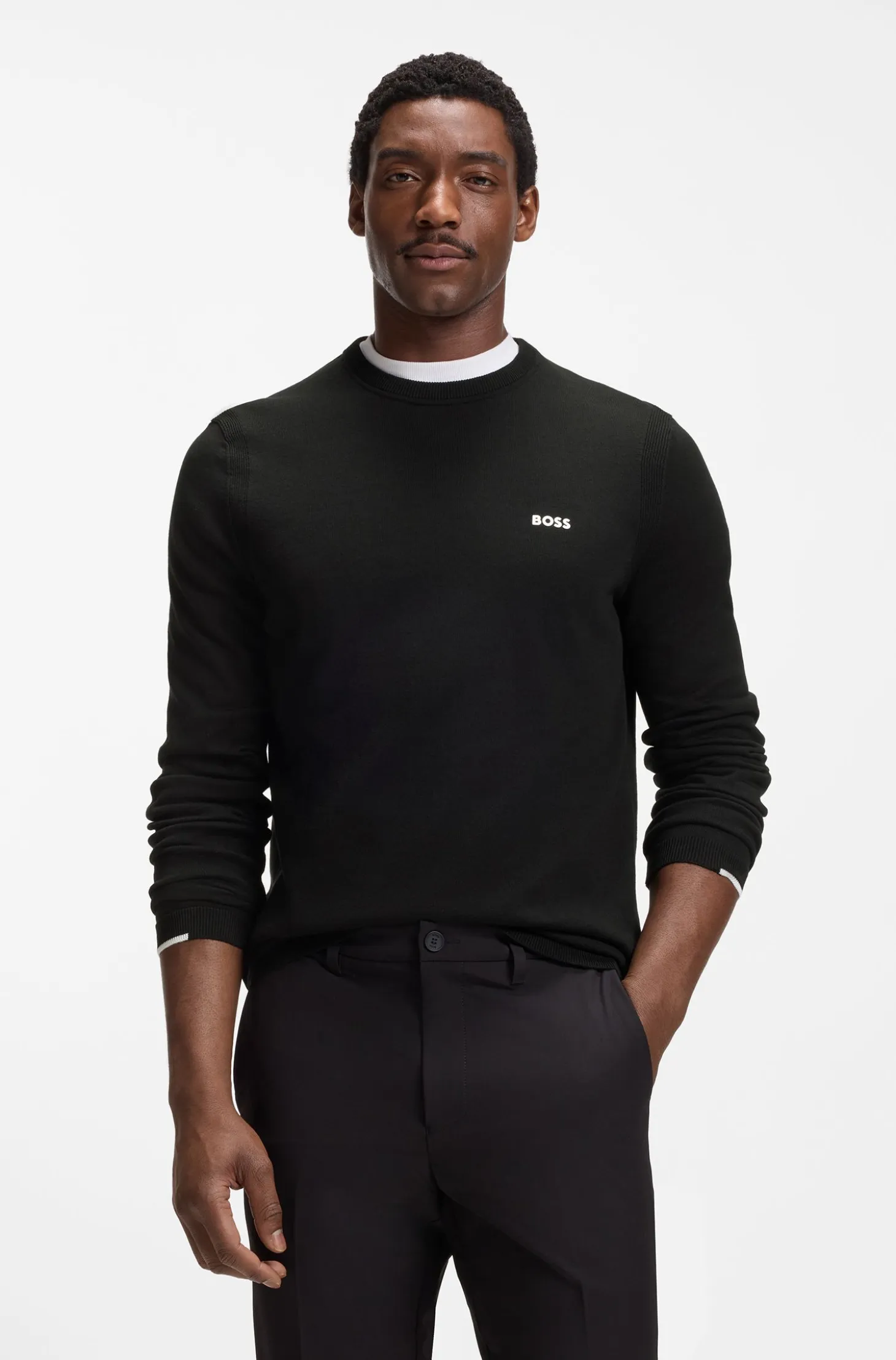 Cotton sweater with contrast logo