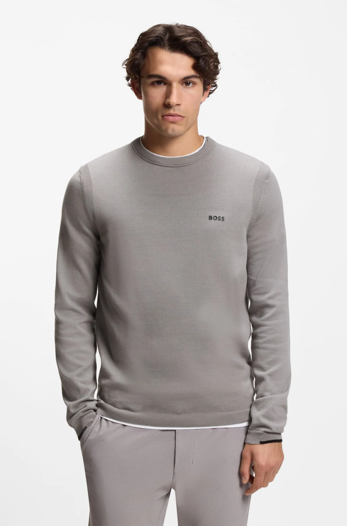 Cotton sweater with contrast logo